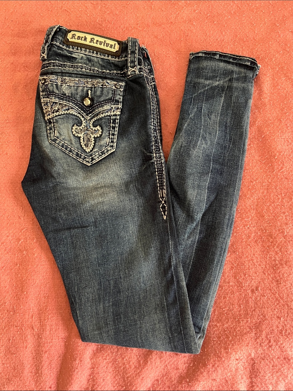 Rock Revival Women's Dark Blue Washed Skinny Jeans 26